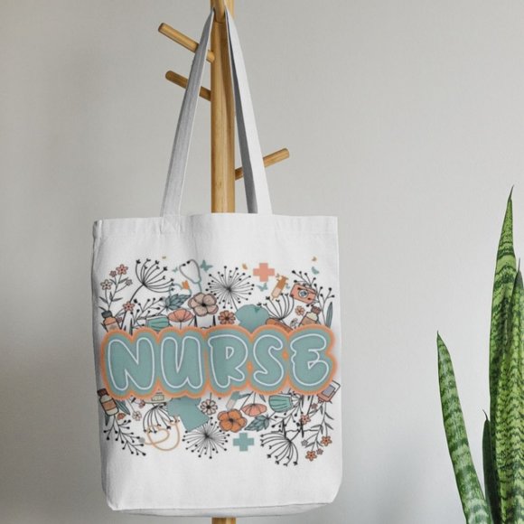 Nurse Floral Canvas Tote Bag - Picture 5 of 5